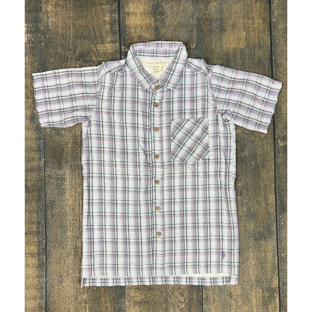 Well Dressed Wolf Size 12 Purple Plaid Button Up Short Sleeve Shirt!
